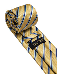 YourTies Yellow Neck Tie Mens Sky Blue White Stripes Jacquard Necktie