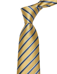 YourTies Yellow Neck Tie Mens Sky Blue White Stripes Jacquard Necktie