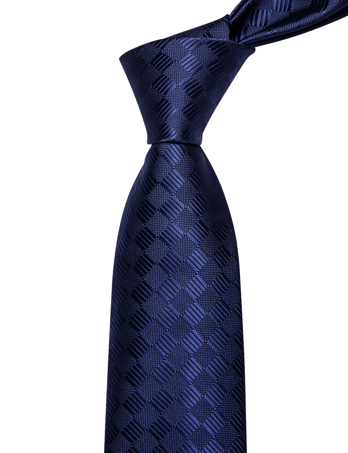 YourTies Navy Blue Checkered Neck Tie Men Plaid Silk Jacquard Necktie