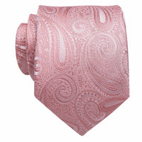 YourTies Light Pink Wedding Tie Mens Paisley Silk Jacquard Necktie