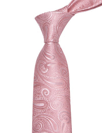 YourTies Light Pink Wedding Tie Mens Paisley Silk Jacquard Necktie