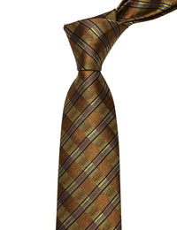 YourTies Golden Yellow Plaid Tie Mens Black Stripes Jacquard Necktie