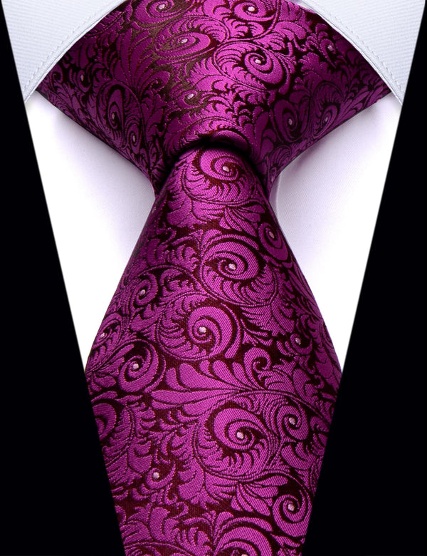 YourTies Dark Purple Floral Silk Men's Necktie