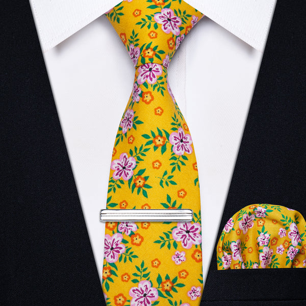 yellow floral mens tie 