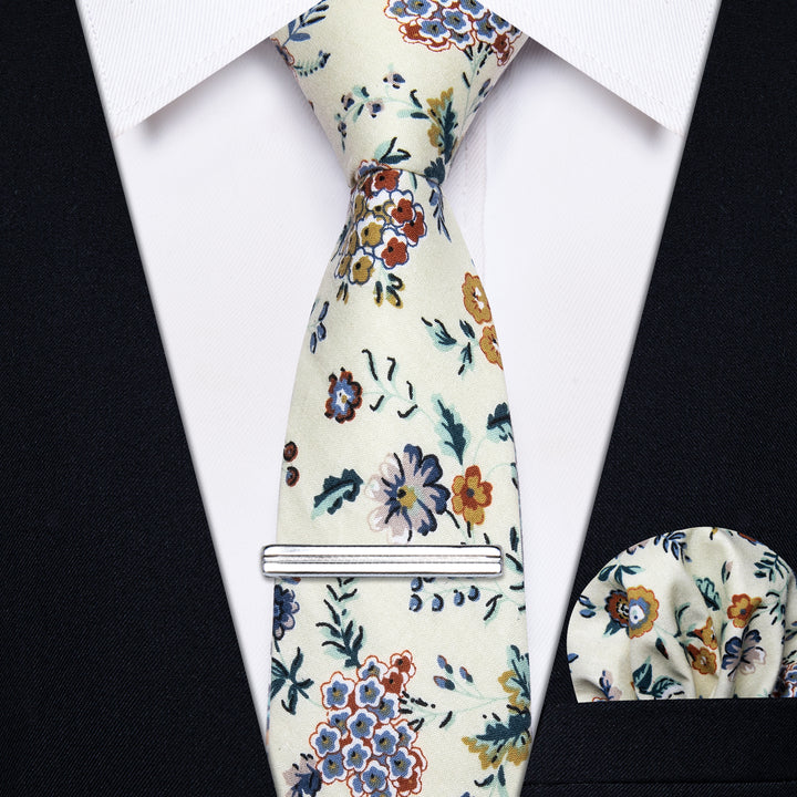 white floral slim neckties