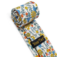 YourTies Floral Tie Yellow Daisy Floral Printed Skinny Tie Set with Tie Clip