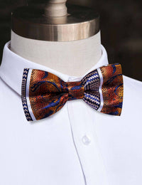 YourTies Mens Silk Orange Red Blue Splicing Novelty Pre-tied Bowtie