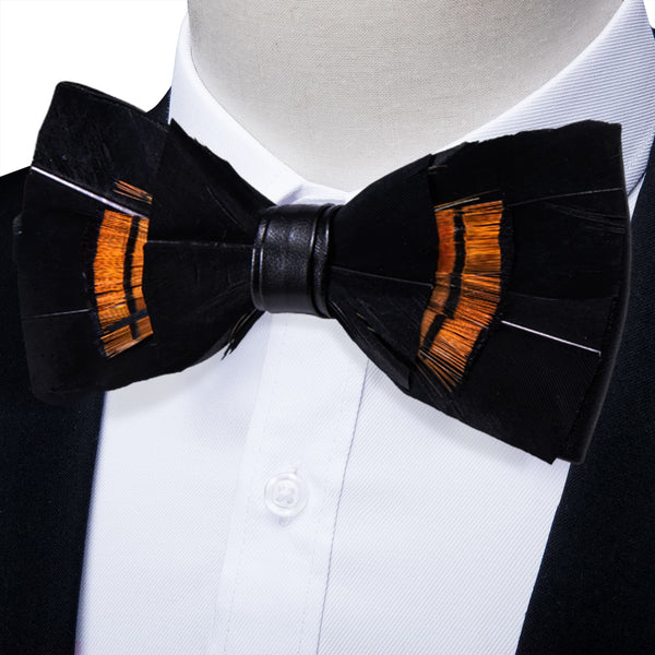 YourTies Black Brown Novelty Pattern Mens Pre-tied Bowtie Feather Bow Ties