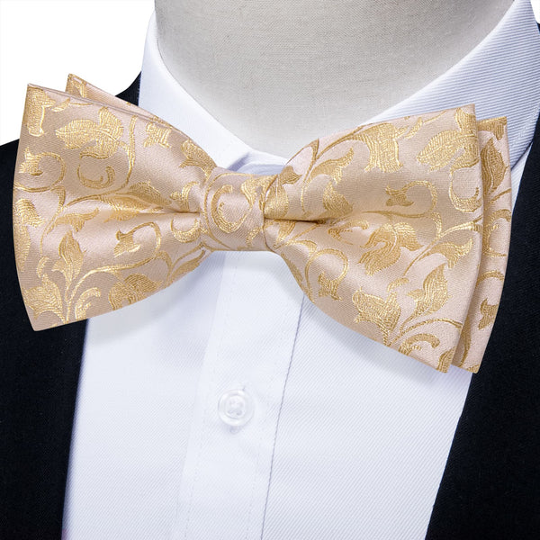 YourTies Champagne Floral Silk Mens Pre-tied Bowtie