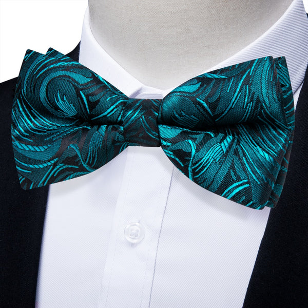 YourTies Teal Bowtie for Men Blue Green Jacquard Formal Pre-tied Bowtie