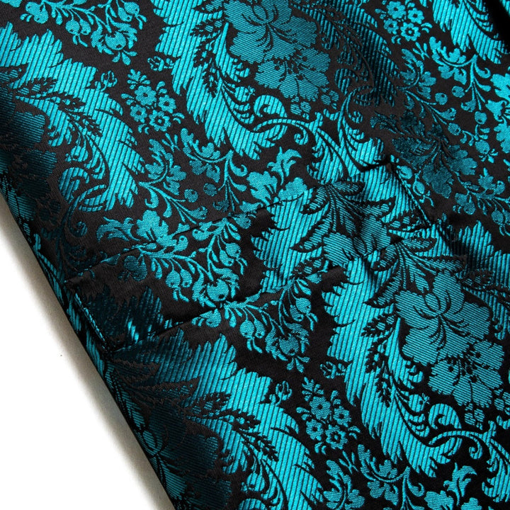 Teal Blue Green Floral Leaf