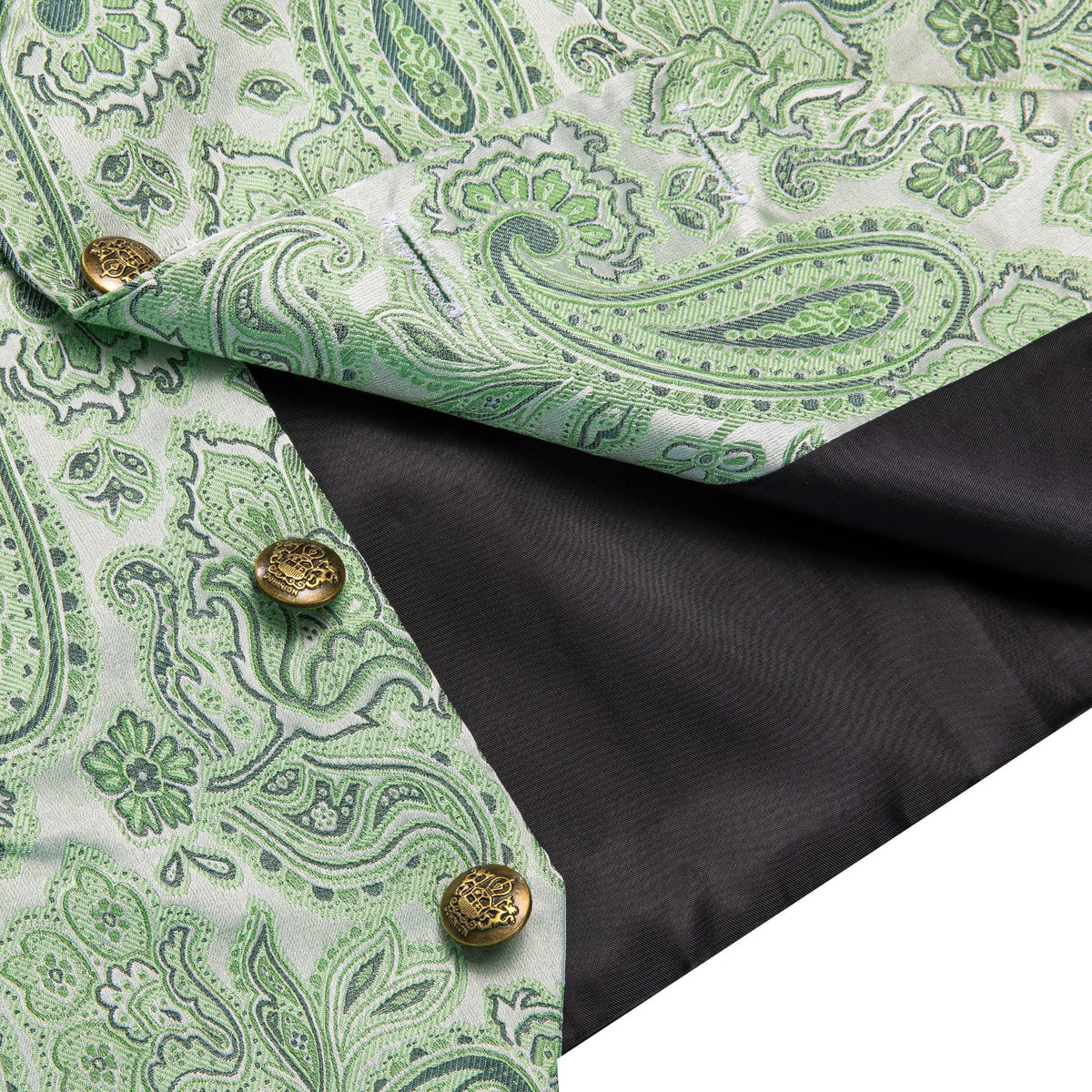 Light Green Waistcoat Silk Men's Paisley Wedding Vest Tie Set