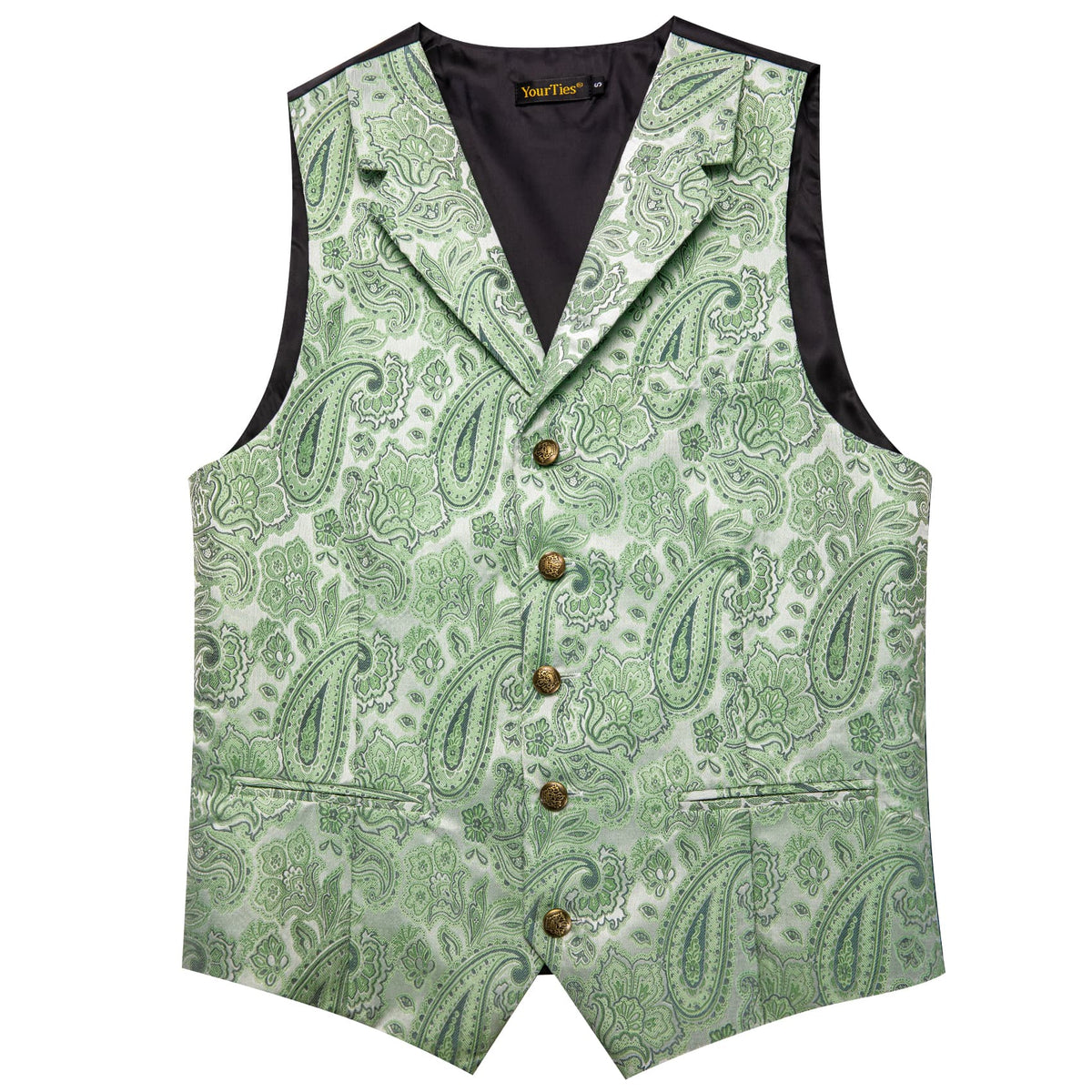 Light Green Waistcoat Silk Men's Paisley Wedding Vest Tie Set