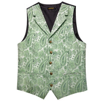 Light Green Waistcoat Silk Men's Paisley Wedding Vest Tie Set