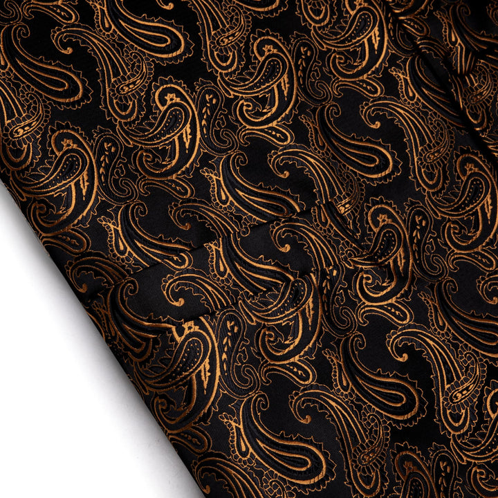 Brown Paisley Sleeveless Wedding Vest Necktie Set for Men