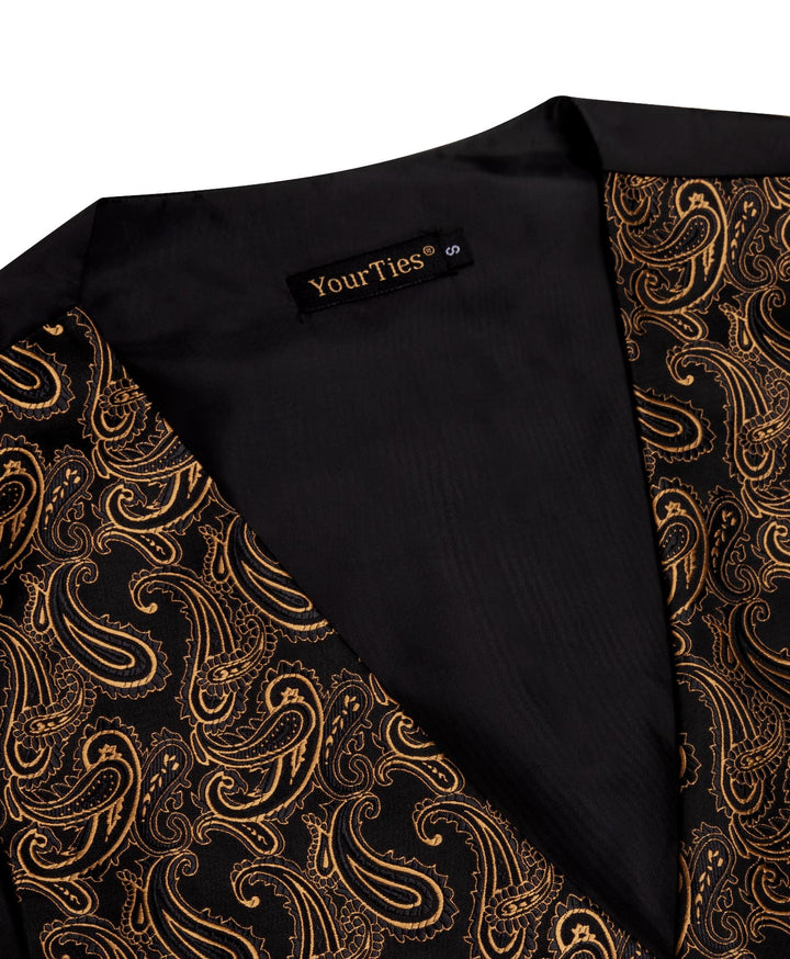 Brown Paisley Sleeveless Wedding Vest Necktie Set for Men