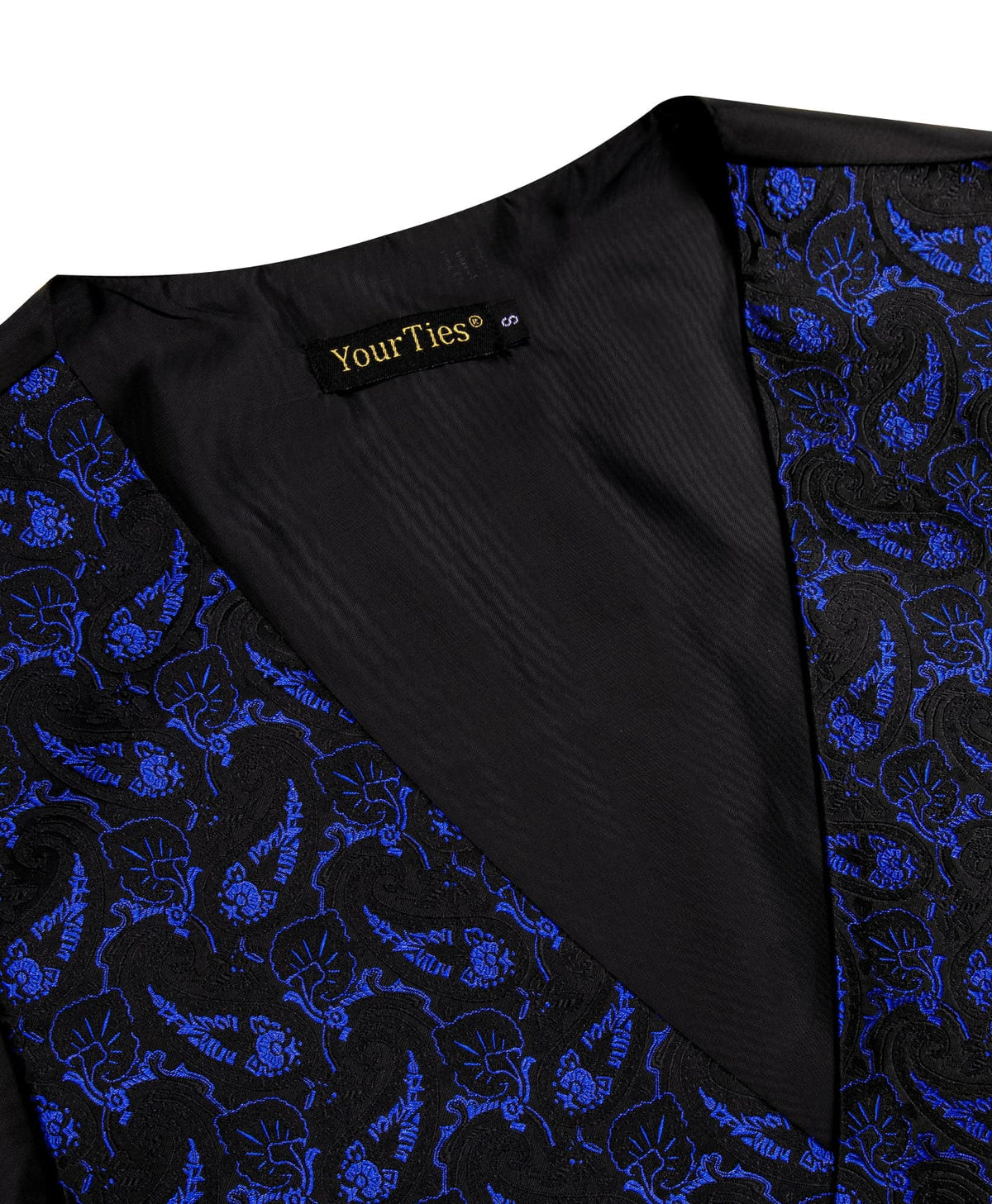 Royal Blue Waistcoat Paisley Black Sleeveless Vest Tie Set