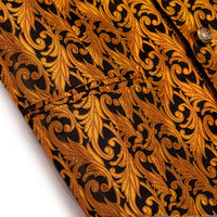 Orange Top Black Men Rust Orange Jacquard Floral Vest Tie Set