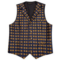 Deep Blue Wedding Waistcoat Yellow Floral Vest Necktie Set