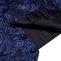 Blue Purple V-Neck Waistcoat Men Silk Paisley Vest Tie Set