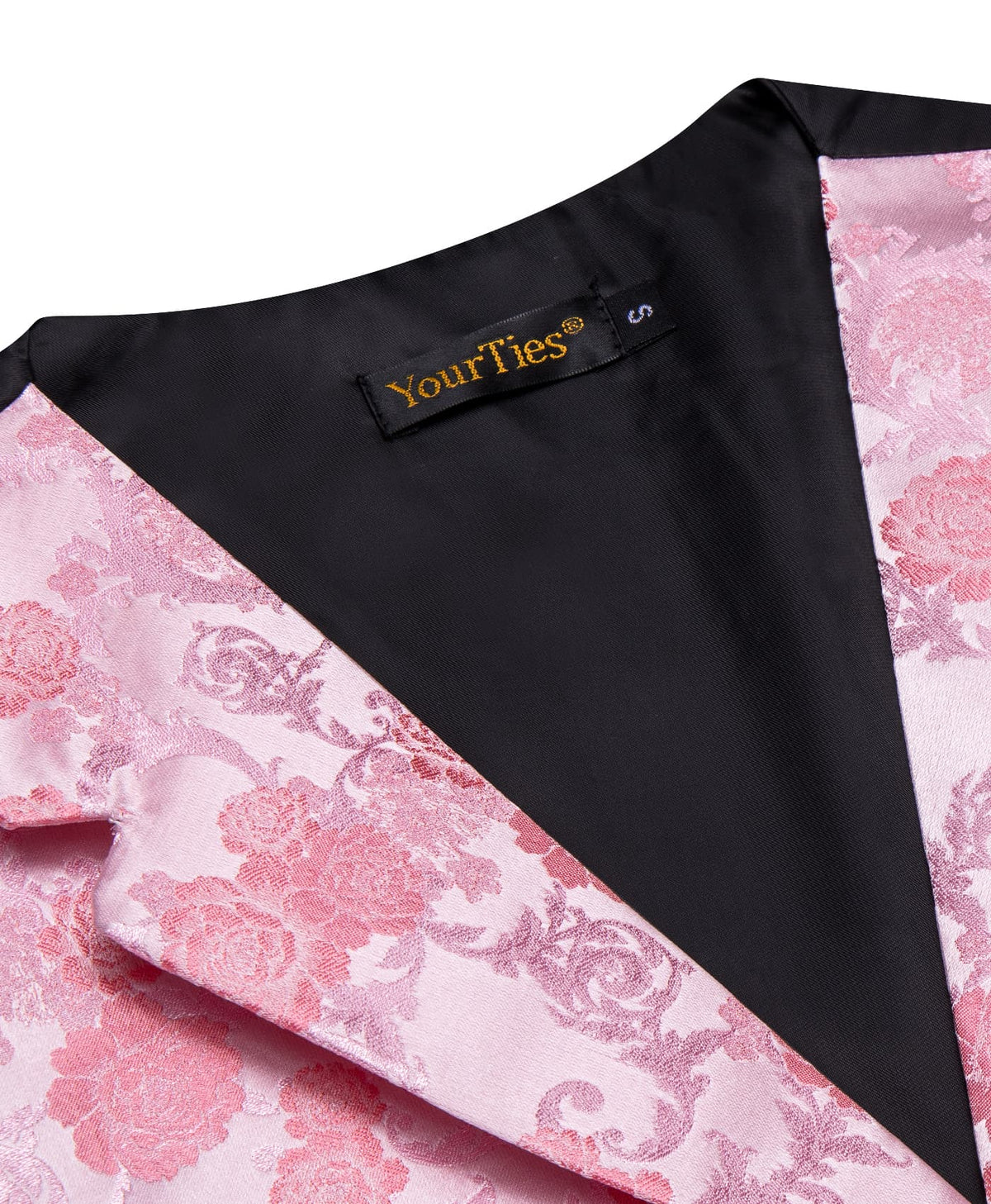 YourTies Light Pink V-Neck Waistcoat Men Silk Floral Vest Necktie Set