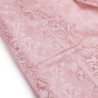 YourTies Baby Pink Paisley Silk Notched Lapel Waistcoat Necktie Set for Men