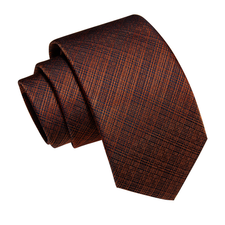 Black Chocolate Plaid Men Necktie Pocket Square Cufflinks Set