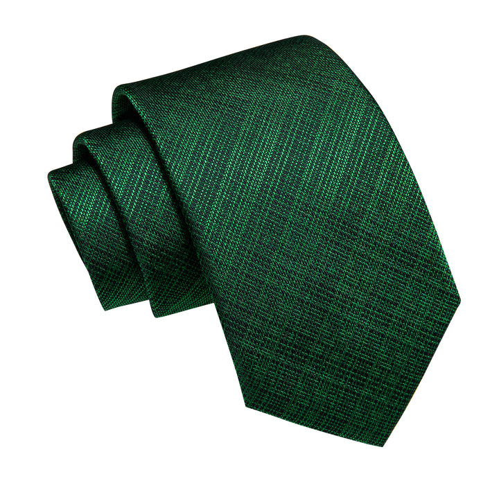 Dark Green Black Striped Men's Necktie Pocket Square Cufflinks Set