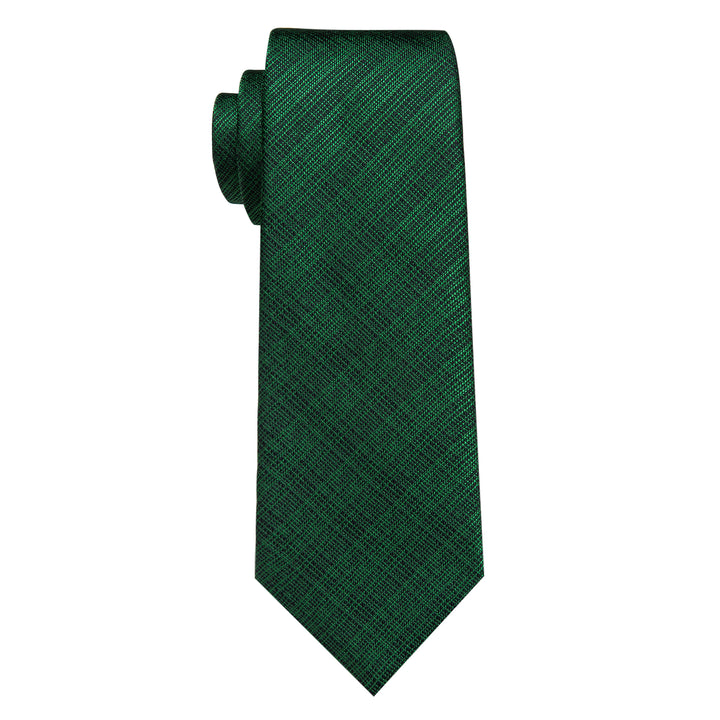 Dark Green Black Striped Men's Necktie Pocket Square Cufflinks Set