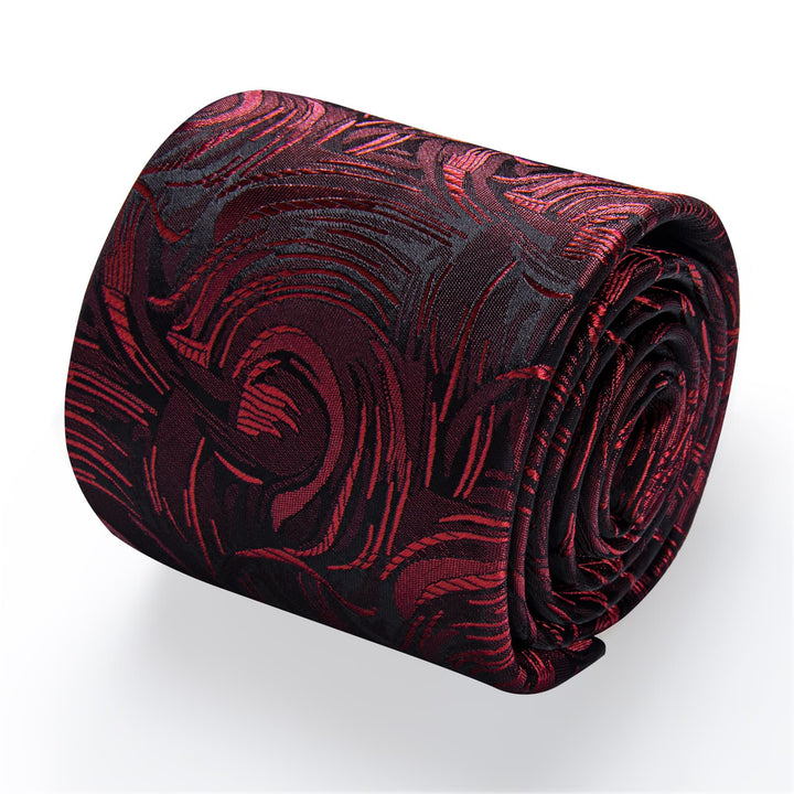  Red Tie for Men Black Burgundy Jacquard Formal Necktie Set