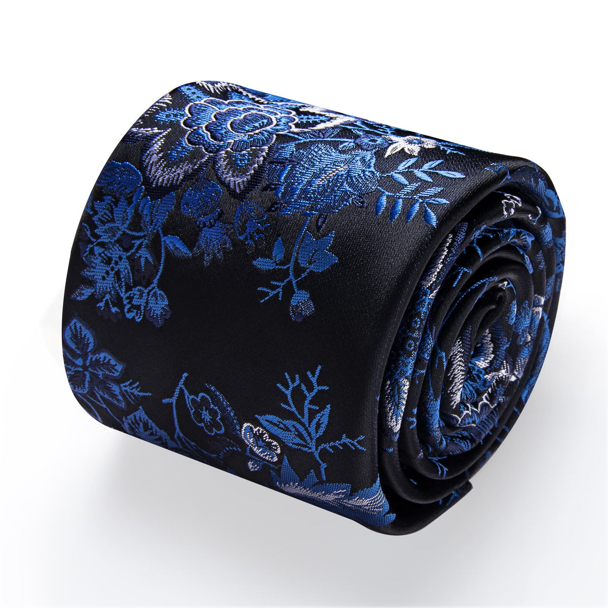  Blue Tie Black Sky Blue Jacquard Campanula Floral Necktie Set