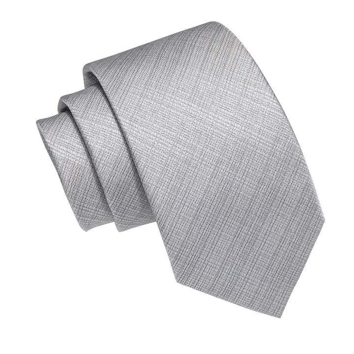 Grey Tie Plaid Men's Necktie Pocket Square Cufflinks Set