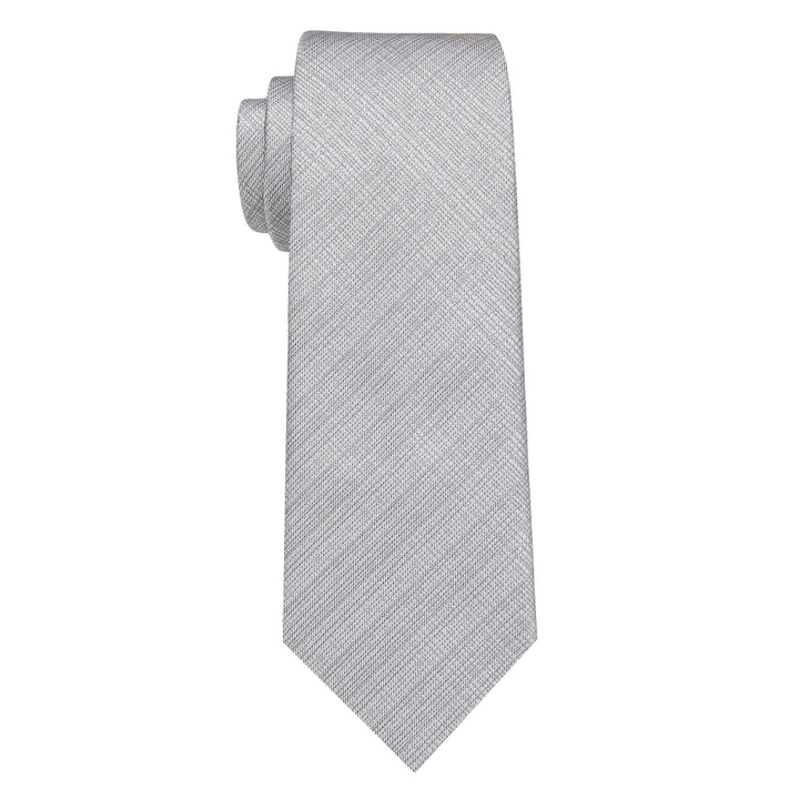 Grey Tie Plaid Men's Necktie Pocket Square Cufflinks Set