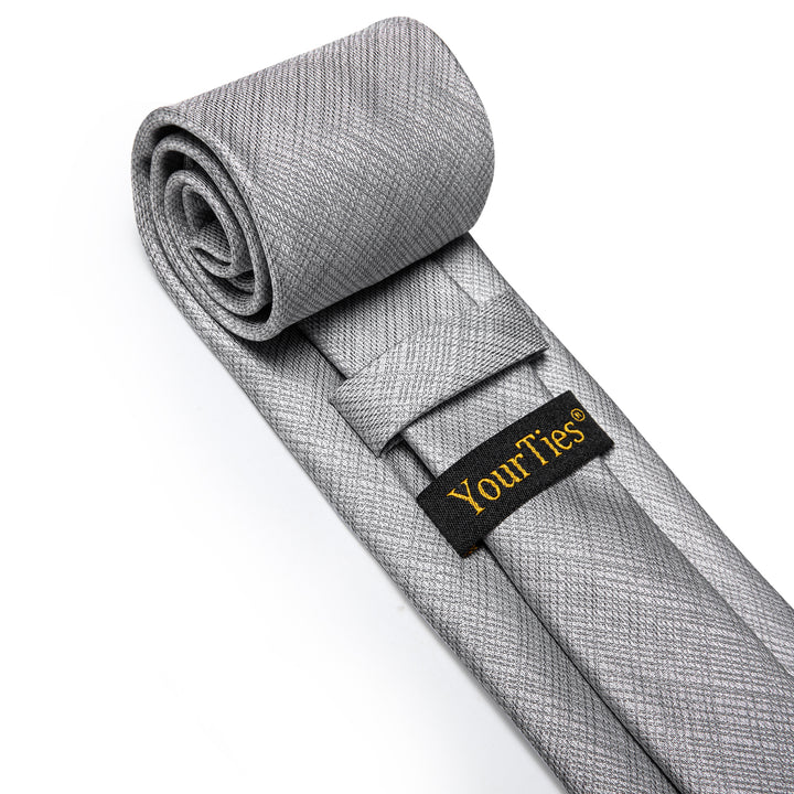 Grey Tie Plaid Men's Necktie Pocket Square Cufflinks Set