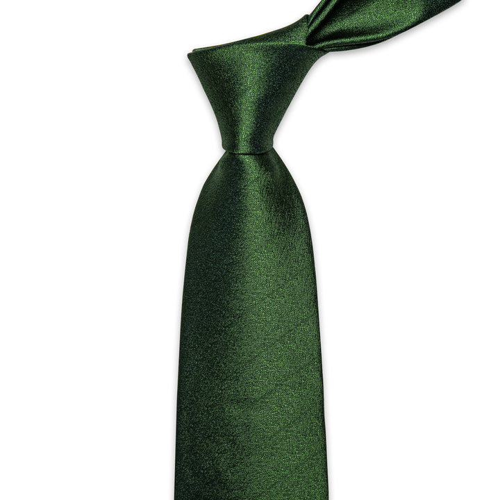  Shining Grass Green Solid Men's Necktie Hanky Cufflinks Set