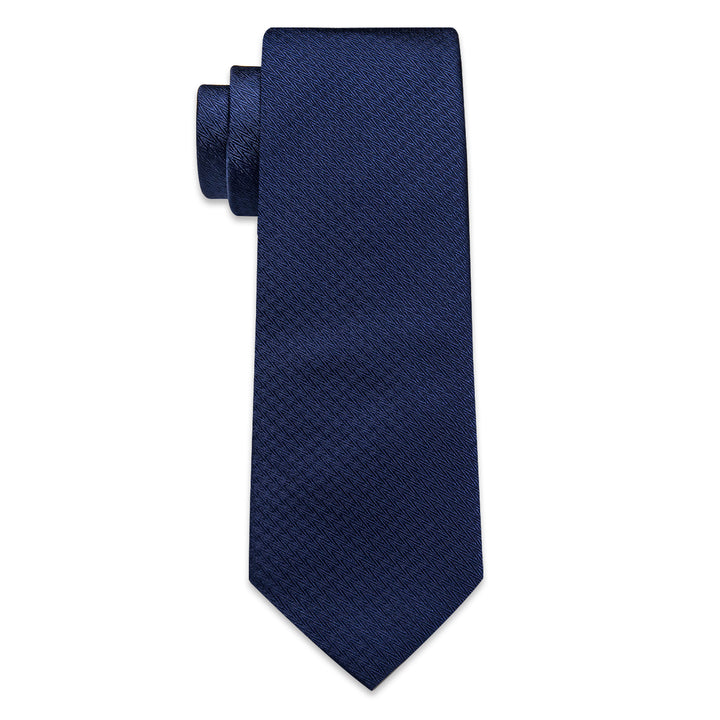 YourTies Navy Blue Woven Men's Necktie Pocket Square Cufflinks Set