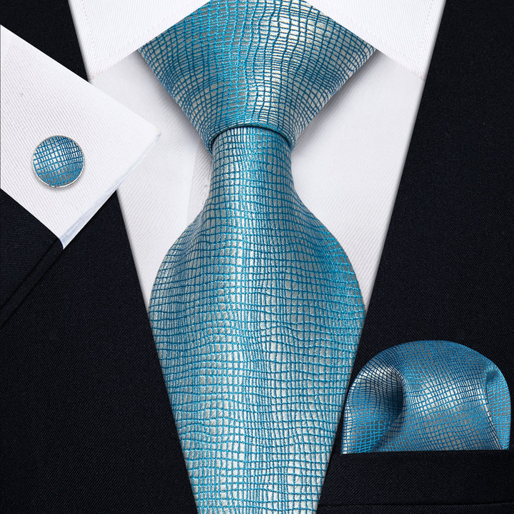 YourTies Gradient Blue Tie Silver Novelty Men's Necktie Set