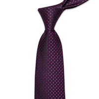 Purple Pink Woven Men's Necktie Pocket Square Cufflinks Set