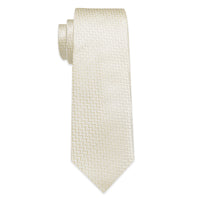 Ivory Novelty Woven Men's Necktie Pocket Square Cufflinks Set