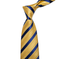 mens  yellow necktie  with dark blue stripes