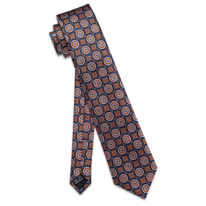 blue ties Orange pattern men's necktie