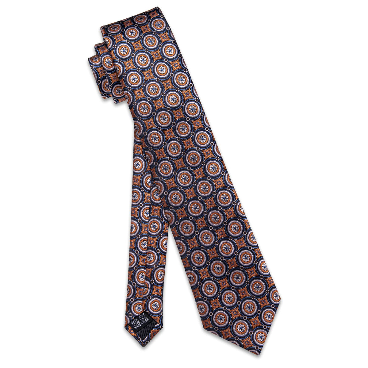  Orange Tie Novelty Necktie Pocket Square Cufflink Set for Men