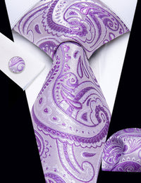 YourTies Purple Tie Medium Orchid Jacquard Necktie Hanky Cufflinks Set