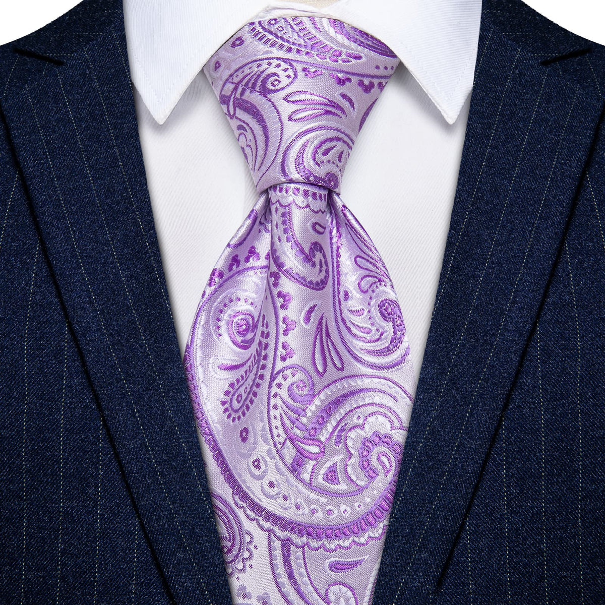 Purple Tie Medium Orchid Jacquard Necktie Hanky Cufflinks Set