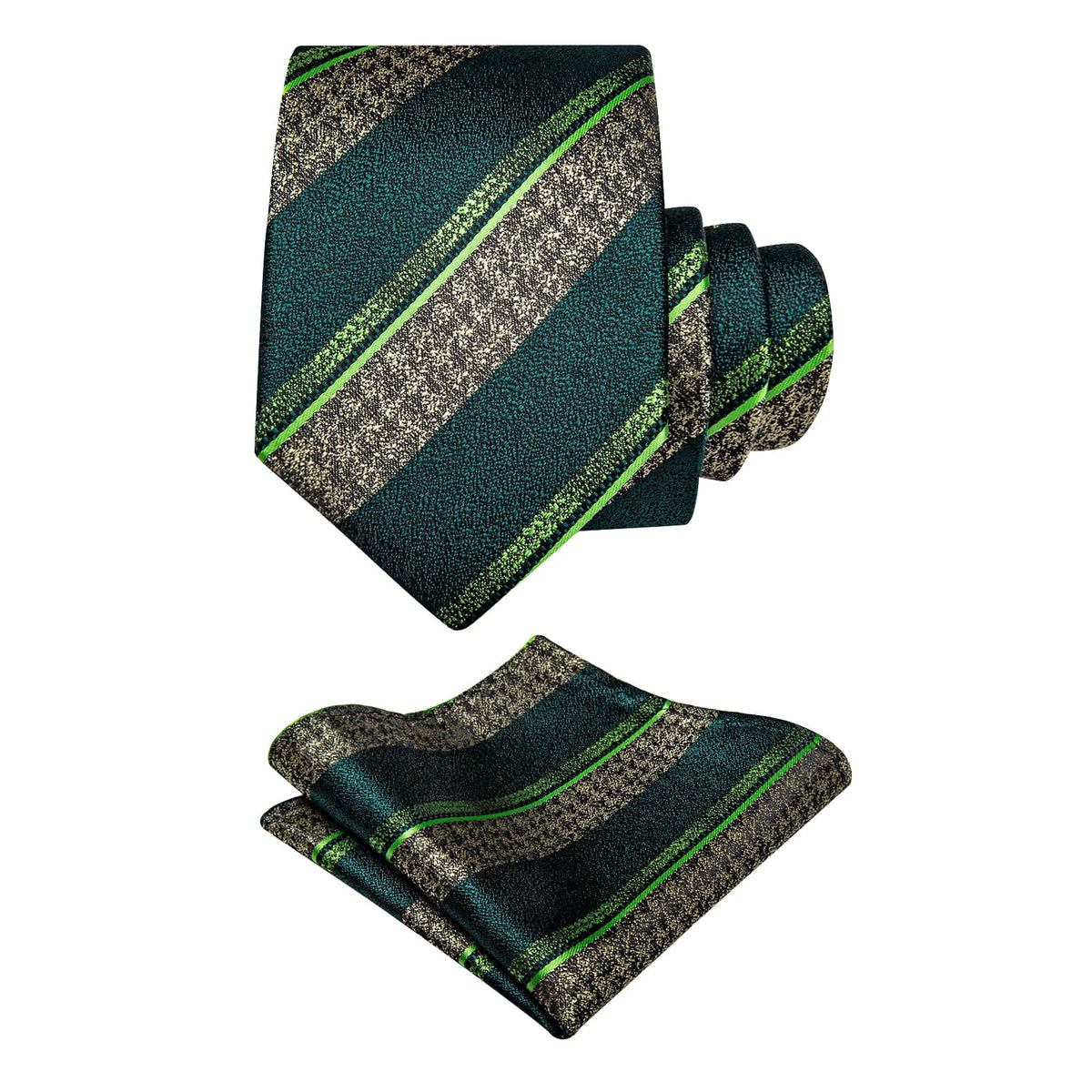 YourTies Wedding Necktie Dark Green Mens Tie Set with Clip and Brooch