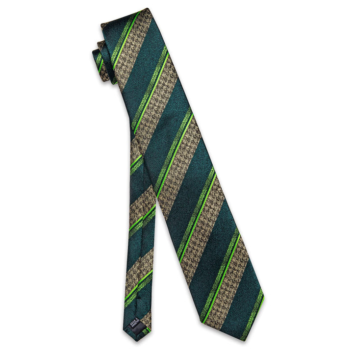 Dark Green Necktie Men's Wedding Necktie Hanky Cufflinks Set