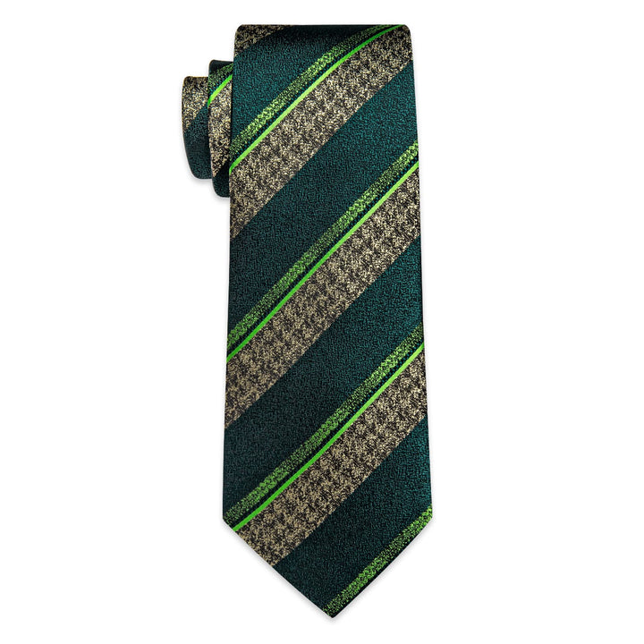 Dark Green Necktie Men's Wedding Necktie Hanky Cufflinks Set