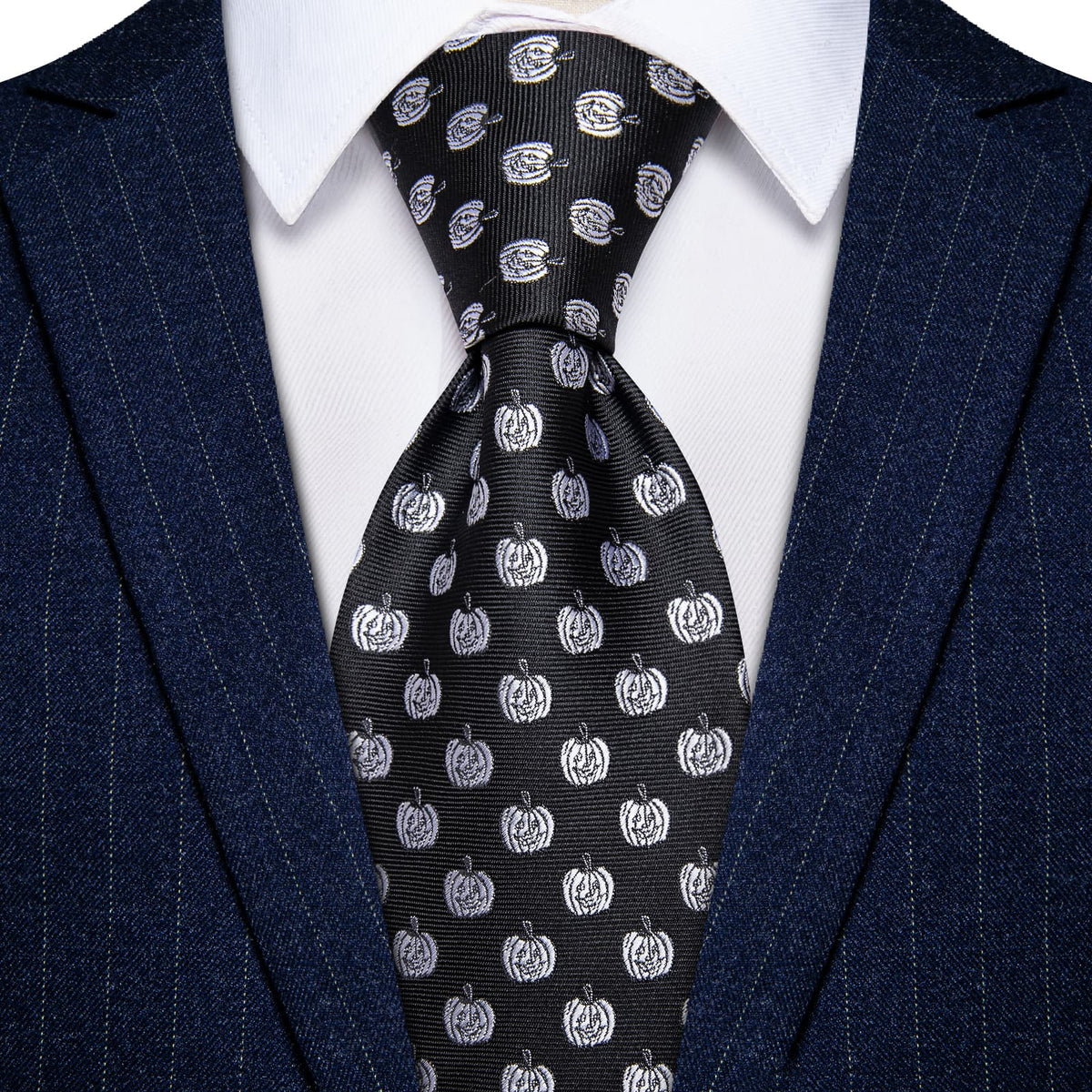 Black Ties Silver Grey Jacquard Pattern Men's Necktie Set