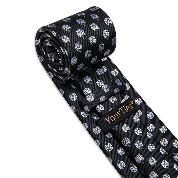 s Black Ties Silver Grey Jacquard Pattern Men's Necktie Set