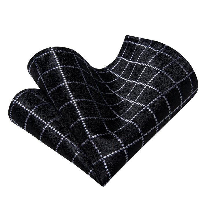  Men's Tie Black White Checkered Men's Necktie Brooch Clip Set